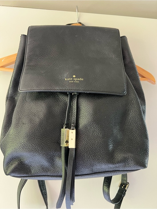 kate spade Handbags - Kate Spade Black Pebbled Leather Fringe Backpack